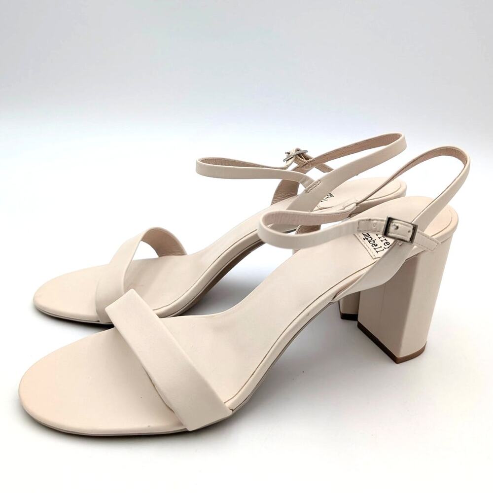 Jeffrey Campbell Go-There Block Heel Sandal Women's Ivory Size US9 EU39.5